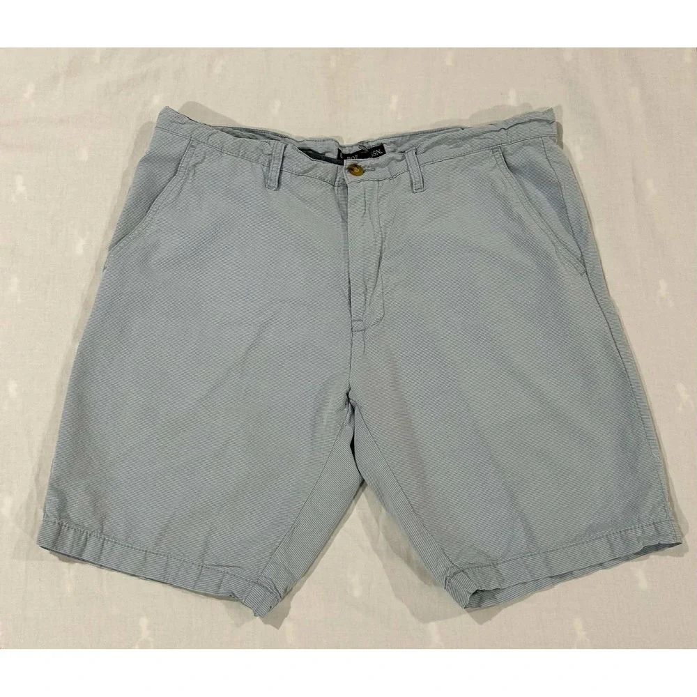 US Polo Assn Mens‎ Blue White Striped Chino Shorts Size 38 Flat Front Casual